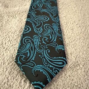 Sophisticated Paisley Black and Teal Men's Tie